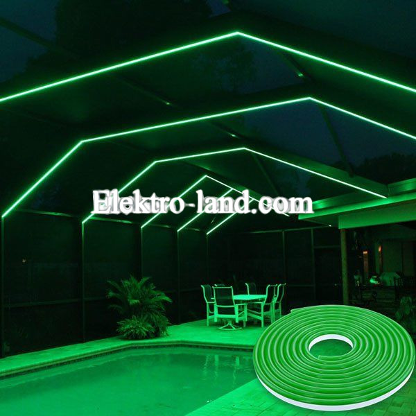 Светодиодная лента NEON 12В JL 2835-120 R IP65 зеленая, герметичная, 1м